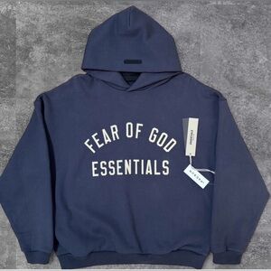AUTHENTIC FEAR OF GOD, Essentials Pullover Hoodie in Marine, Small Unisex